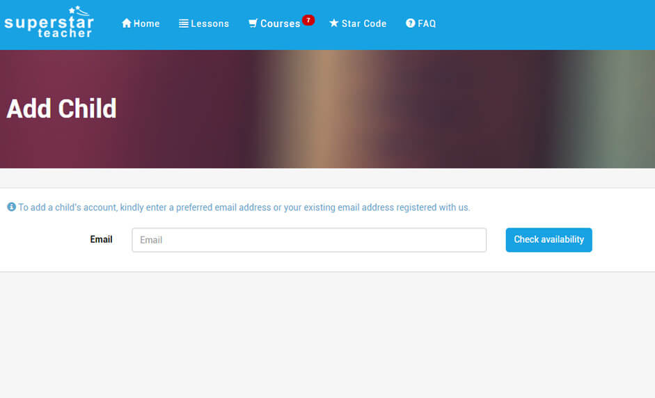 Key in your child's name and create a user ID.